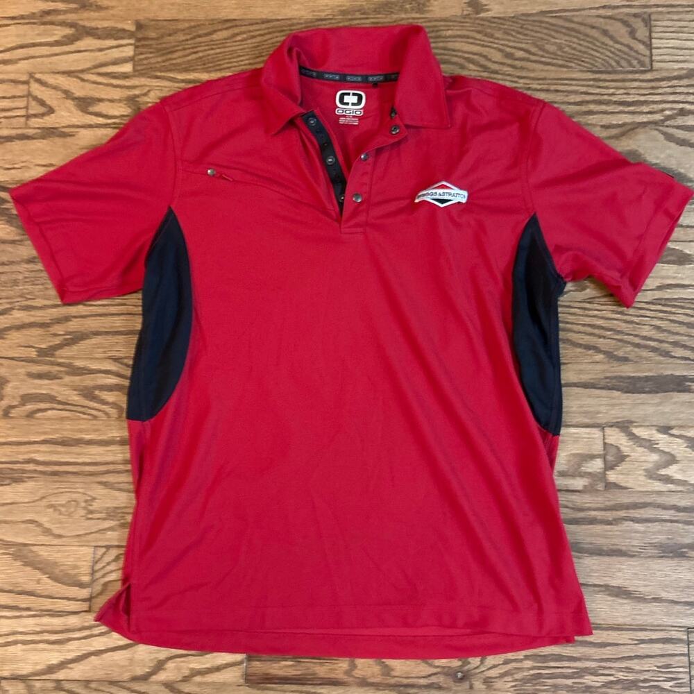 Ogio Red Black Polo Shirt L Briggs & Stratton Logo Performance Golf Workwear